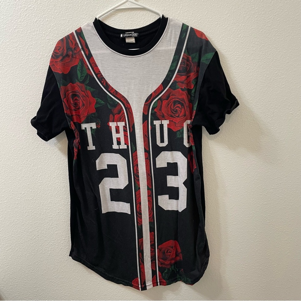 Urban crews thug jersey tee black red large